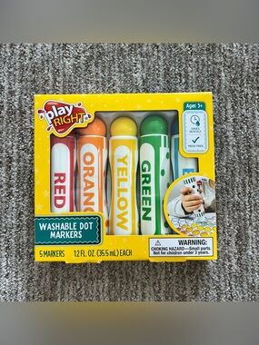 NIB Play Right Washable Dot Markers Set of 5